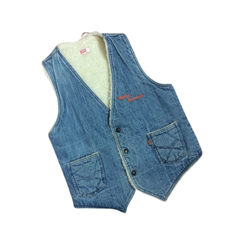 Levi's Mens Sherpa Lined Vest Size M Embroidered OOAK Vintage